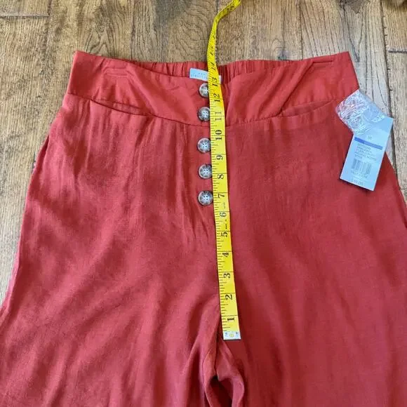 NWT New Directions Palazzo Pants Rust Orange Elastic Waist Wide Leg Womens Sz M - Picture 5 of 8